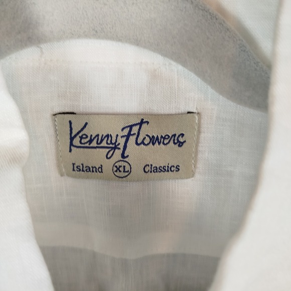 Kenny Flowers Island Classics 100% Linen Shirt Mens XL Short Sleeve White - Picture 4 of 13